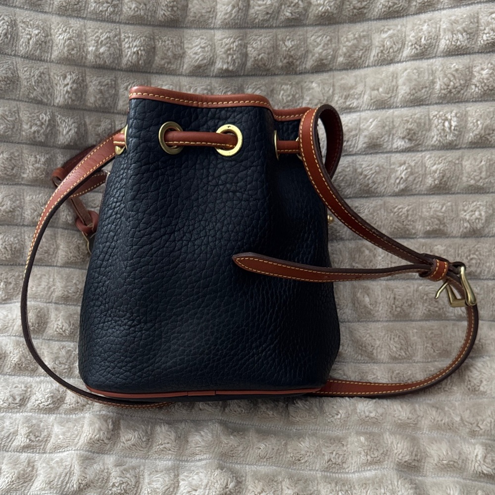 Dooney & Bourke Black and Tan Mini Bucket Bag - Picture 2 of 5